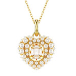 Monemel Swarovski Mavi Kalp  Kolye (Altın Kaplama) SEVGILIYE HEDIYE